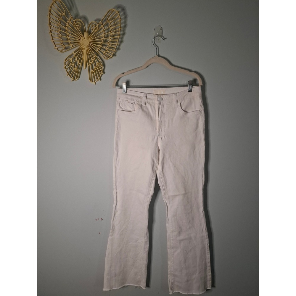 KUT from the Kloth White Raw Hem Flare Jeans Size 4 High Rise Denim